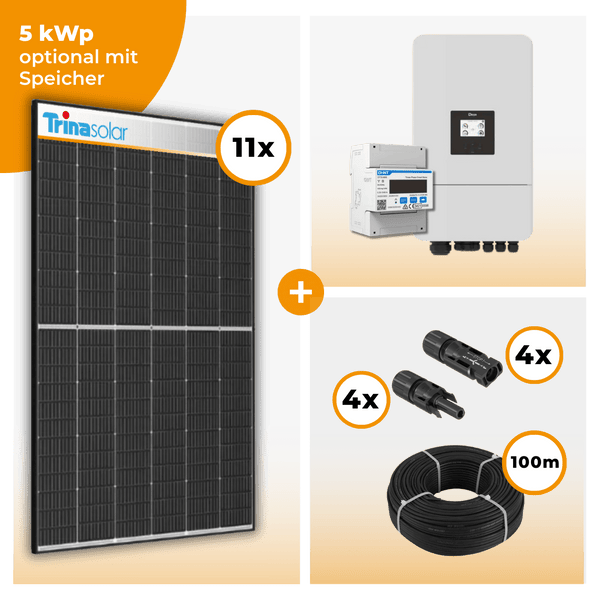 PV Komplettset 5 kWp – 11 x Trina 465 Black Frame & Deye SUN-5K-SG05LP3-EU-SM2 opt. Deye SE-G5.1 pro B - LV Speicher