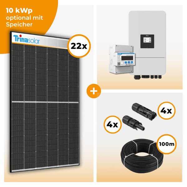 PV Komplettset 10 kWp – 22 x Trina 465 Black Frame & Deye SUN-10K-SG05LP3-EU-SM2 opt. Deye SE-G5.1 pro B - LV Speicher