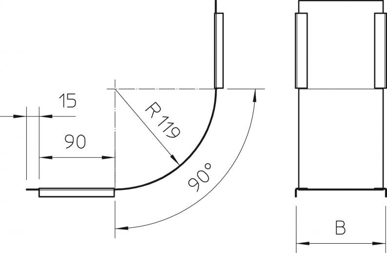 OBO BETTERMANN Deckel für Vertikalbogen 90° steigend B100mm Stahl bandverzinkt