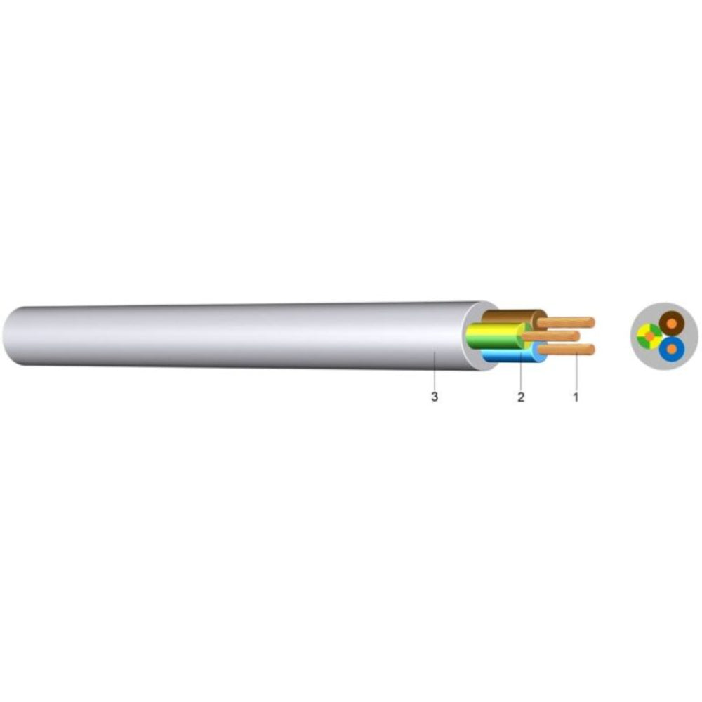 PVC-Schlauchleitung H05VV-F 5G4,0 mm² – 100m, Grau – Feindrähtig, 300/500V