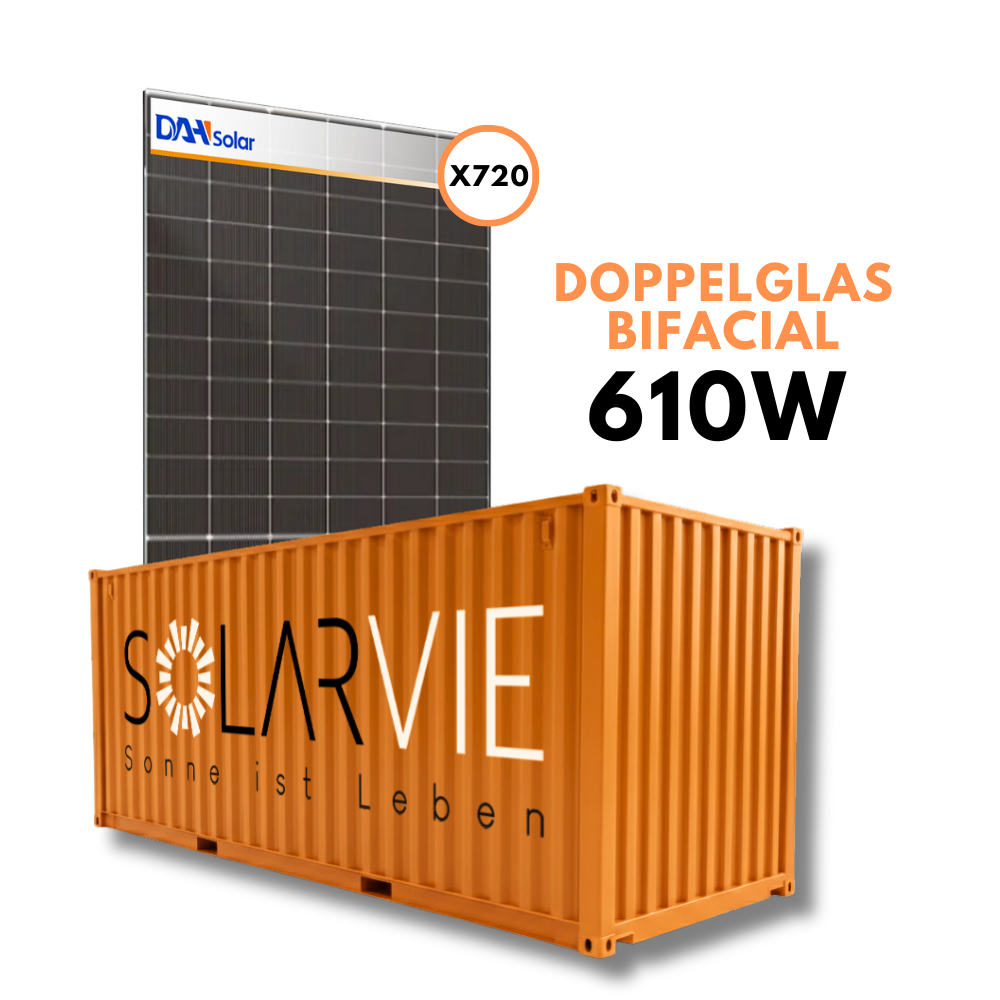 DAH Solar 610W Doppelglas Bifacial (Container = 720 Stück)
