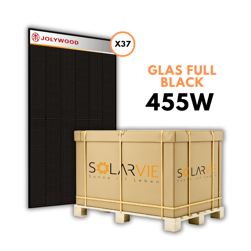 Jolywood 455W Niwa Black Series Bifacial Glas-Glas Full Black (Palette = 37 Stück)